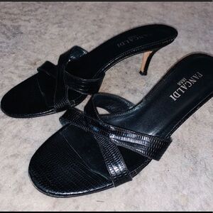 Pancaldi 1888 Blk Lizard Skin Sandals